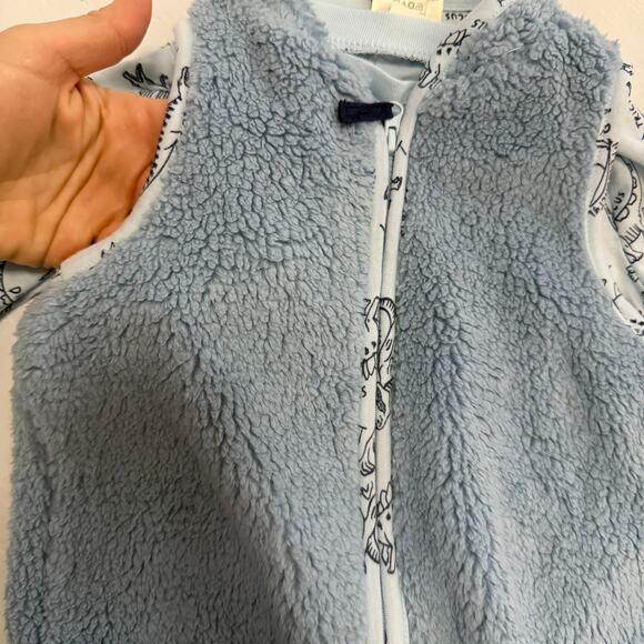 NWT Carters 12 mo boy fleece vest w dinosaur blue long sleeve, set w no pants - Picture 3 of 10